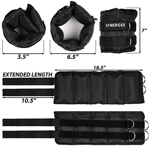 Synergee Comfort Fit Adjustable Ankle/Wrist Weights (Set of 2). Available in 5lb, 10lb & 20lbs. One Size Fits All. - color: c) 20 lbs - 10 lbs per side