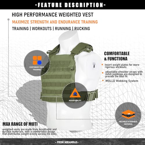 Weighted Vest for Men and Women Weight Vests Adjustable Strength and Endurance Training Fitness Tactical Running