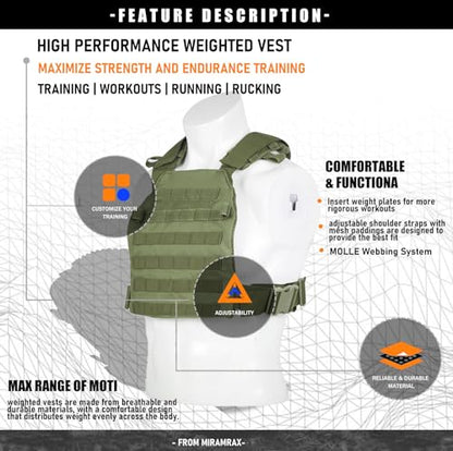 Weighted Vest for Men and Women Weight Vests Adjustable Strength and Endurance Training Fitness Tactical Running