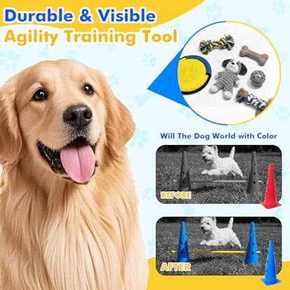 Wdmiya 18.9" Dog Agility Training Hurdle Cone Set with Adjustable Crossbar