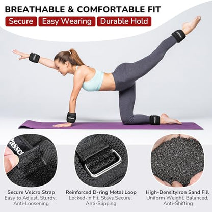 Ankle Weights for Women Men (1/2/3/4/6/8/10 lbs Pair), Wrist Weights Set Arm Leg Weights Weighted Hand Weight Wristbands for Yoga, Pilates, Running, Aerobics, Physical Therapy, Gym Fitness Workout - size: 2 lb Pair (1 lb Each)