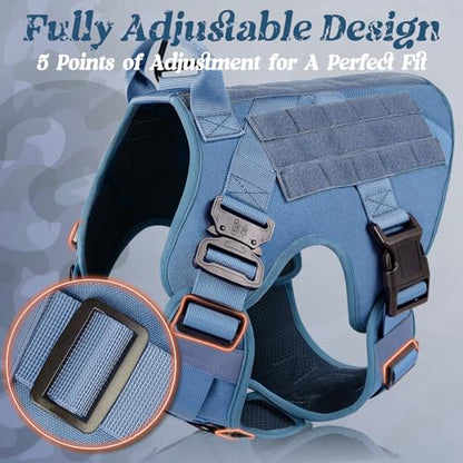 rabbitgoo Tactical Dog Harness for Small, Heavy Duty Military No Pull Vest - color: Blue, size: Small