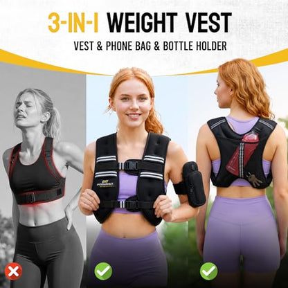 Weighted Vest for Women, Comfort-Fit with Adjustable Straps & Phone Bag, 6/8/12/16/20/25/30LB Womens Weighted Vest for Faster Weight Loss, Walking Strength Training Running