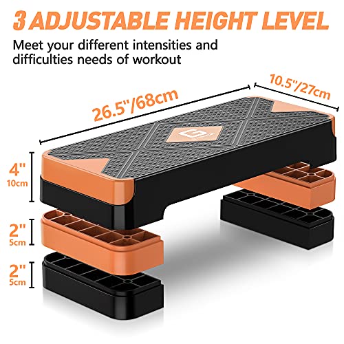 GYMMAGE Aerobic Exercise Step, Adjustable Height, - color: Orange