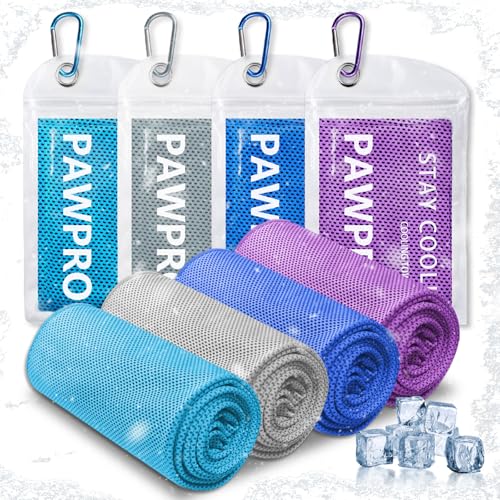 4 Packs Cooling Towels for Neck and Face, Soft Breathable Gym Towels with Waterproof Bag & Carabiner, Multi-Colored Sweat Towels for Gym, Running, Yoga (Light Blue/Royal Blue/Purple/Grey) - color: Light Blue/Royal Blue/Purple/Grey