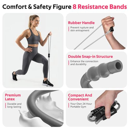 Resistance Bands, Figure 8 Fitness Exercise Bands with Handles - 8 Shaped Resistance Bands of 3 for Arm and Shoulder Stretch, Rope 8 Word Elastic for Women and Men - color: Light Gray, Dark Gray, Black