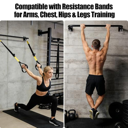 Wall Mounted Pull Up Bar, Carbon Steel Doorway Chin Up Bar for Home Gym - color: Black