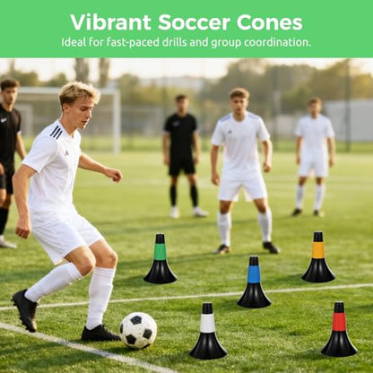 12 Pcs Agility Training Sport Cones with Carry Mesh Bag, 9.4 in Stackable Soccer Cones for Football and Basketball, Plastic Marker Cones for Speed Drills, Dog Training Obstacle Course Equipment