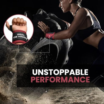 18" OG-Grade Wrist Wraps for Weightlifting – Heavy Duty Wrist Support with Thumb Loop & Lockdown Strap – Wrist Straps for Powerlifting, Bench Press & Gym Training - color: Viva Her