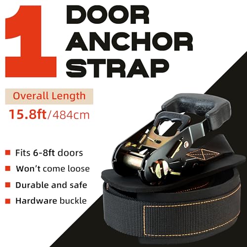 Resistance Band Door Ratchet Anchor with 6 Points - Portable Home Workout Anchor (Fits 6-7.7ft Doors)