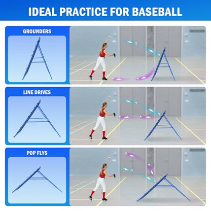 Volleyball Baseball Rebounder Net, Softball Rebounder Pitchback Net Quick Adjustments, Quick Adjustments Lacrosse Bounce Back Practice Equipment, Ideal for Outdoor Indoor and Backyard Training - size: 5FTx4FT, style: Multi-Sport Rebounder Net