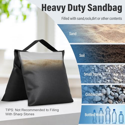 8 Packs Sandbags Weight Bags for Photo Studio, Heavy Duty Saddlebag for Canopy, Umbrella Base, Backdrop Stand, Photo Tripod, Picnic Table,Fishing Chair