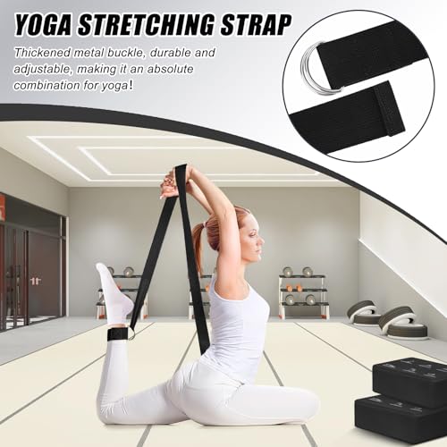 RETON Yoga Blocks Set with Straps, High Density Yoga Bricks, Lightweight EVA Foam Pilates Block, 2 Yoga Blocks with 2 Straps for Yoga, Pilates, Fitness, Stretching and Toning