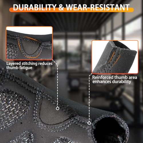 Workout Gloves for Men and Women, Gym Gloves for Weight Lifting, Exercise, Cycling, Training & Fitness, Fingerless with Padded Grip, Full Palm Protection & Breathable Design - size: X-Large