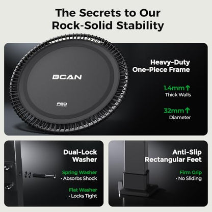 BCAN BT4 Soft Land Pro Adult Bungee Rebounder Trampoline Handle|FED Fitness - color: 48IN-Black
