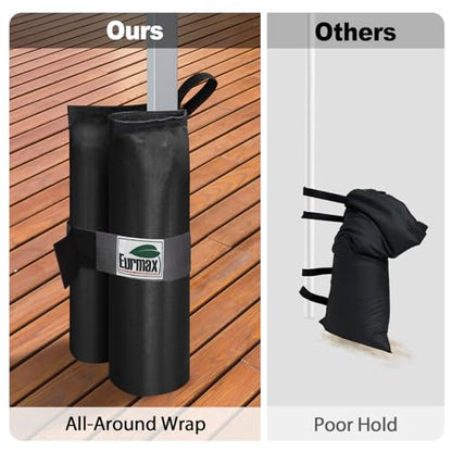 Eurmax USA 4-Pack 150LBS Capacity Universal Canopy Weight Bags,Heavy Duty Windproof Sandbags with All-Around Wrap Design,Ultimate Stability for Pop Up Tent,Shelter in High Winds(Sand Not Included) - color: 4pcs black