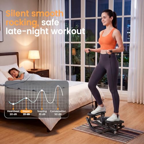 RELIFE REBUILD YOUR LIFE Rock Stepper Side to Side Rocking Fitness Stepper, Low-Impact Balance Board with Resistance Bands,Non-Slip Base for Full Body Workout, Fitness Machine Equipment at Home