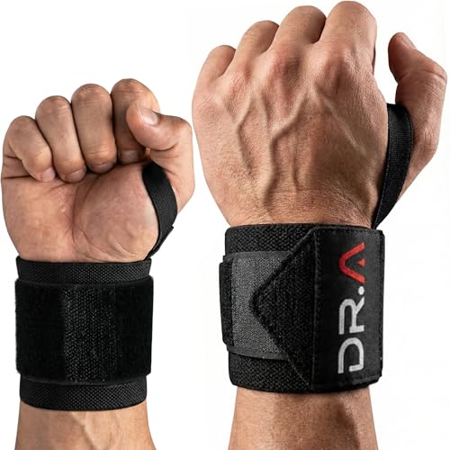 Dr. Arthritis Weight Lifting Wrist Wraps with Thumb Loop, Heavy-Duty Wrist Straps for Weightlifting, Hybrid Training, Olympic Lifts & Calisthenics, Non-Slip Gym Wraps for Men & Women (Black, Pair) - color: Black, Gym Brace