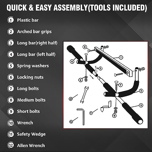 Pull Up Bar for Doorway,2 Pcs Weight Lifting Hooks,Upgrade Chin up Bar for Doorway Without Screws,- Upgraded Heavy Duty Lifting Wrist Straps for Deadlift,