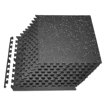 VEVOR 0.56Inch 48sq.ft 12 Tiles Gym Flooring for Home Gym, Rubber Top with High Density EVA Foam, 24 x 24In Gym Floor Exercise Equipment Mats, Interlocking Gym Mats, Puzzle Workout Mats, Black & Gray