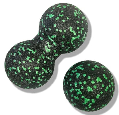 Set of 2 Peanut Massage Ball - Double Ball for Trigger Point Therapy, Myofascial Release, Deep Tissue Fitness Massage & Relax Tight Muscles, Trigger Point Massage Ball (Green)