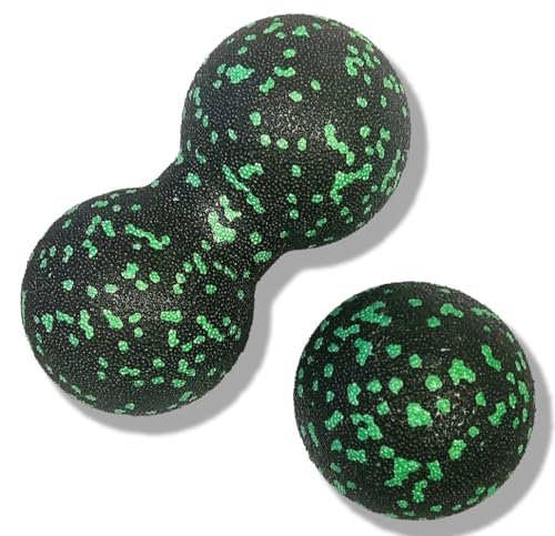 Set of 2 Peanut Massage Ball - Double Ball for Trigger Point Therapy, Myofascial Release, Deep Tissue Fitness Massage & Relax Tight Muscles, Trigger Point Massage Ball (Green)