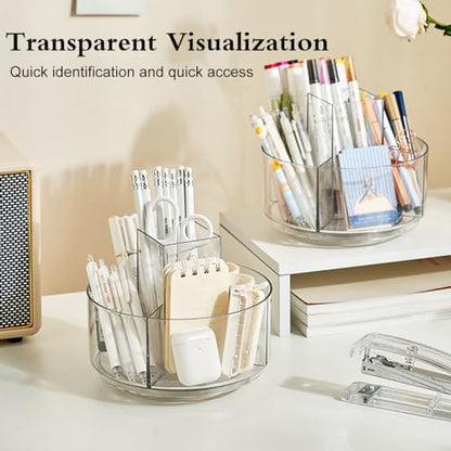 JIKIOU 430pcs Acrylic Pencil Holder Marker Organizer 360-Degree Rotating