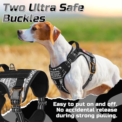 rabbitgoo Tactical Dog Harness for Small, No Pull Military Service Vest - color: B&W Geometric, size: Small