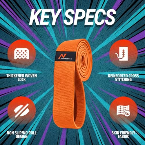 76 Inches Long Heavy Fabric Resistance Bands for Women and Men - Non-Slip, Durable Exercise Bands for Stretching, Yoga, Home Fitness - color: 76 Inch Cosmic Orange