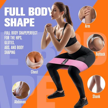 Booty & Resistance Bands – 3 Level Non-Slip Fabric Exercise Bands for Legs & Glutes, Women & Men, Squats, Hip Thigh Training, Yoga, Pilates, Home Workout - color: Pink - Purple