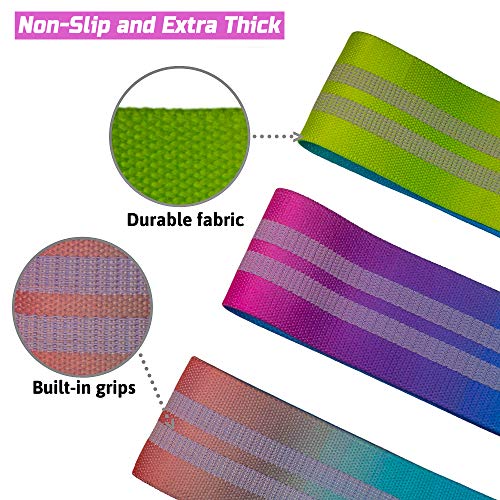 Fabric Resistance Bands Non-Slip for Hip Glute Butt & legs 3 level Workout Booty Loop for Exercise Fitness Training & Gym with Sweat Head & Wrist Band Cloth with Backpack (Set of 7) For Women