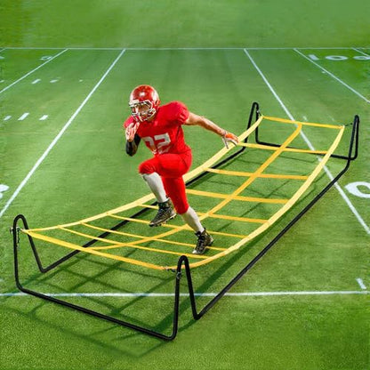 17 x 5 ft Running Ropes/Agility Ladder Soccer Footwork Training Net Adjustable Height Speed Ladder Basketball Football Soccer Training Equipment Fitness Workout Equipment for Youth Adults