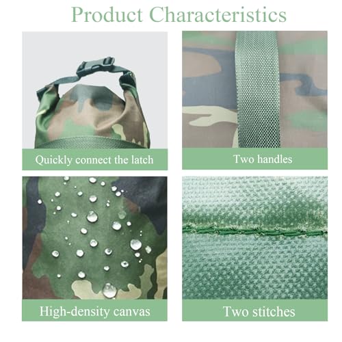 Flood Barrier Sand Bags Camouflage Canvas Flood Protection Sandbags & Reusable With Insert Buckle Handle Woodland Sandbags for Emergency Flood Protection Fits Doors Garages Basemen Counterweights (6)
