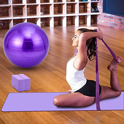 Yoga Mat Set for Beginners,Yoga Mat with Carrying Strap,Yoga Blocks 2 Pack with Yoga Strap,Yoga Ball,Ankle Puller,11-Piece Yoga Kits and Sets for Beginners,Yoga Starter Kit for Women Men