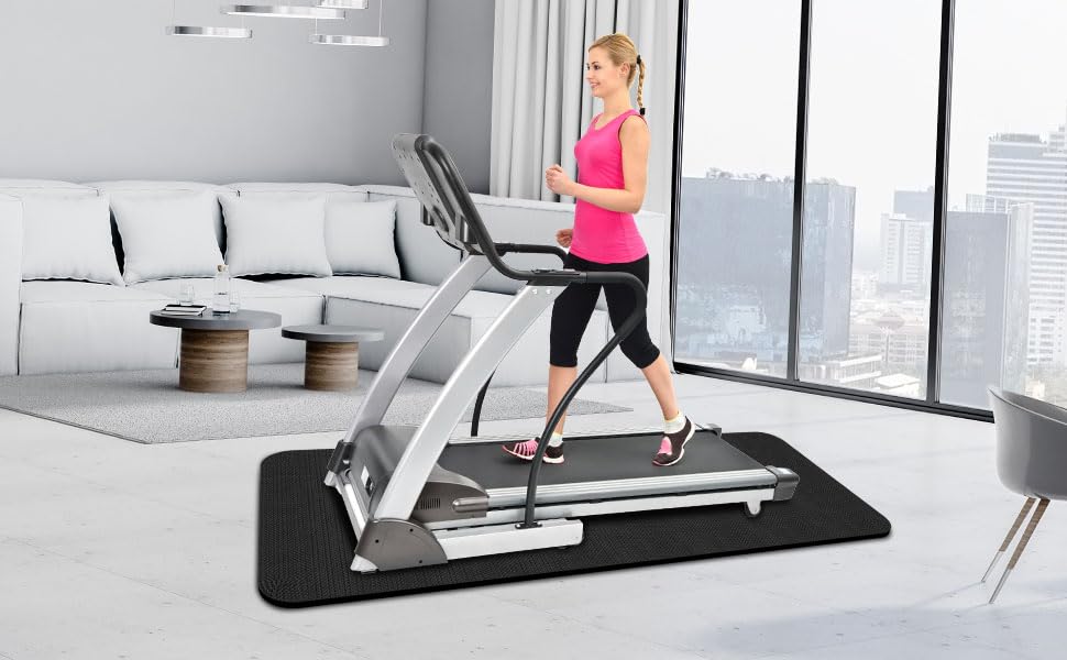 Treadmill Walking Pad Mat for Carpet Floors,29.5x70.8"Foldable Treadmill Mat for Hardwood Floors,Non-Slip Exercise Equipment Mat for Under Exercise Bike,Walking Pad & Elliptical,Noise Shock Absorption - size: 29.5" × 70.8"