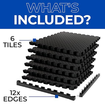 1.25" Jiu Jitsu/BJJ/Grappling/Wrestling Puzzle Mats — Designed in Texas, Premium EVA Foam Interlocking Tiles, 24 sq ft / 6 Tiles, Non-Slip, High-Density