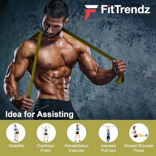 Resistance Bands - Natural Latex Pull Up Assist Bands - Workout Bands - Exercise Bands - Elastic Bands - Home Gym Bands for Strength Training, Stretching, Muscle Building, Physical Therapy - color: Green Latex Bands