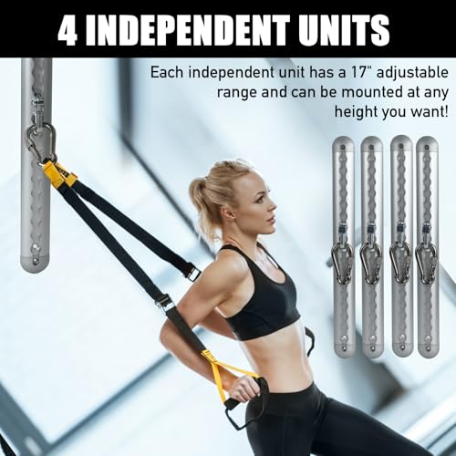 Adjustable Resistance Band Wall Anchor Set, Wall Mount Workout Anchors with Rails and Cars for Exercise Bands & Suspension Straps & Body Weight Straps & Strength Training & Home Workouts