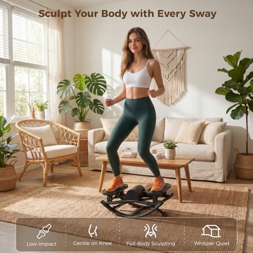 Rock Stepper Side to Side with Resistance Bands & Non-Slip Mat, 250LBS Loading Capacity, Digital Monitor, Lateral Rocking Stepper for Exercise at Home, Low-Impact Fitness for Knees and Joints