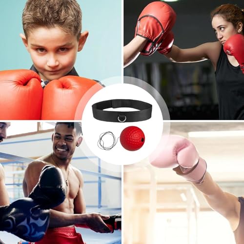 Boxing Training Reflex Balls - Boxing Reaction Ball | Head Punching Ball | Child Adults React Reflex Ball for Boxing Training | Workout Equipment Beginners Fitness Reflex Ball for Traveling, Gym - color: Red