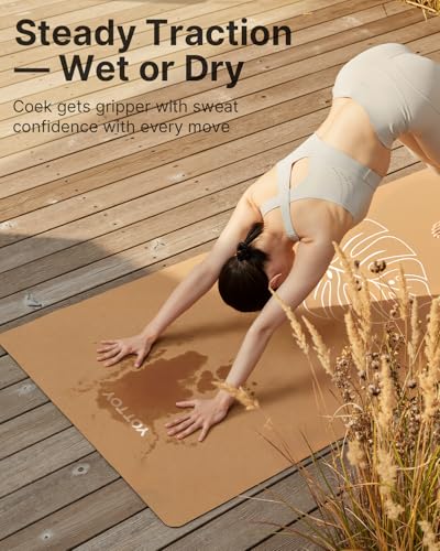 YOTTOY Yoga Mat,Non-Slip Hot Yoga Mat with Anti-Tear Design and Friendly Natural Rubber Mat with Strap and Bag
