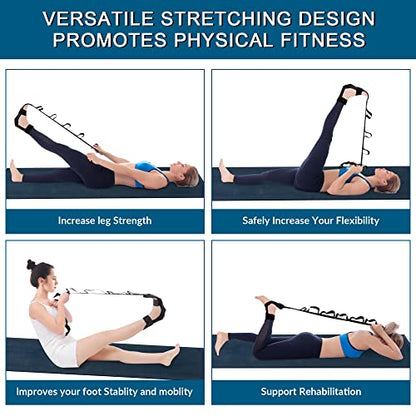 Foot Stretcher Belt, Foot Stretcher Stretch Strap for Plantar Fasciitis, Heel Spurs, Foot Drop, Achilles Tendonitis & Hamstring. Yoga Foot & Leg Stretch Strap (Black)