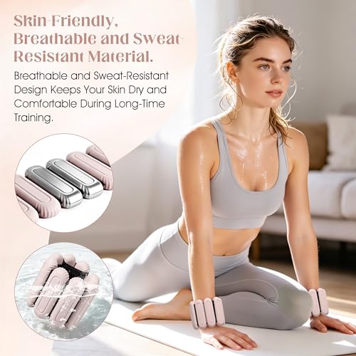 Wrist Weights for Women & Men, 2lb Silicone Wrist Ankle Weights - color: Beige