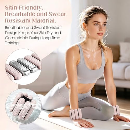 Wrist Weights for Women & Men, 2lb Silicone Wrist Ankle Weights - color: Beige
