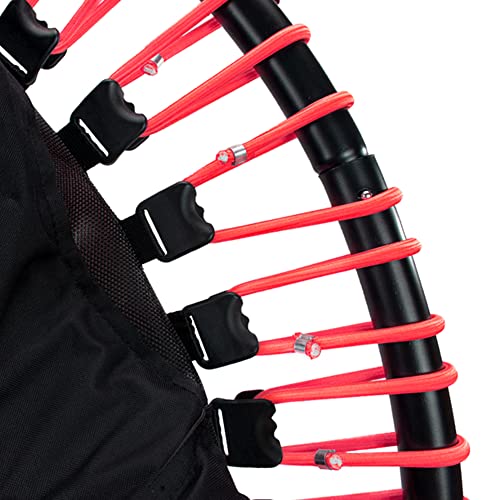 LEAPS & REBOUNDS 48" Adjustable Stability Bar Attachment with 48" Mini Fitness Trampoline and Home Gym Rebounder for Cardio Exercises, Red