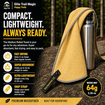 Backpacking Ultralight Quick Dry Microfiber Soft Fast Drying Hand and Face Towel Wash Cloth Camping Yoga Hiking Active Lifestyle 16x28 (Yellow, Medium) - color: Yellow, size: Medium