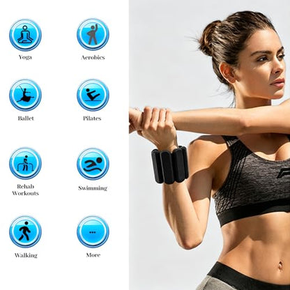 2-Pound Pair Silicone Weighted Wrist & Ankle Bracelets – Adjustable Soft Fitness Sandbags for Men & Women