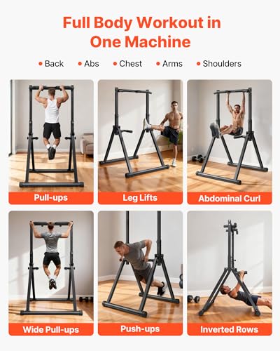 VEVOR Pull Up Bar, 330LBS Capacity Portable Pullup Bar Station, Pullup Bars Free Standing with Triangular Structure & Heavy-Duty Steel Tube, 9 Level Height Adjustment Gravity Fitness for Arms, Back