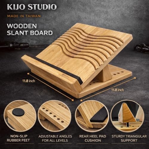 Family-Safe Non-Slip Solid Wooden Slant Board | Professional Incline Board for Seniors' Rehab, Kids' Balance & Calf Stretching