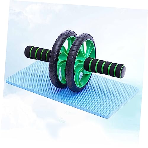 Dual-wheel Abdominal Roller Knee Pad Device for Muscle Building and Endurance Training Green